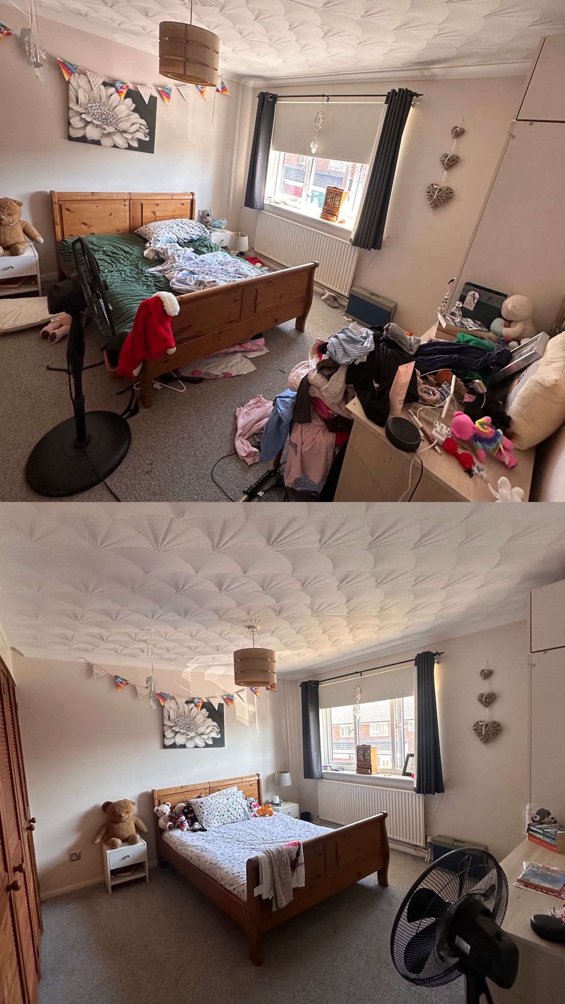 Bedroom before and after a deep clean by Mya's Maids